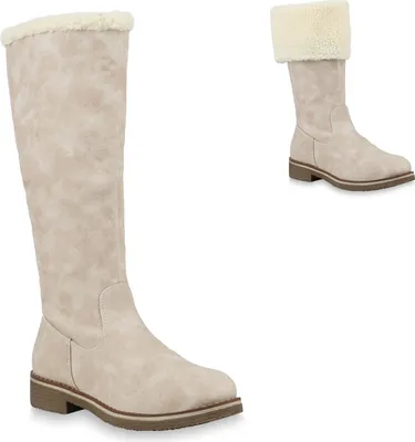 Produktbild von Mytrendshoe Damen Winterstiefel Warm Gefütterte Stiefel Winter Boots Kunstpelz 820371, Farbe: Creme, Größe: 42