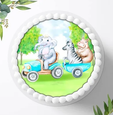 Produktbild von Für die Geburtstags Torte ein Tortenaufleger, Zuckerbild mit dem Motiv: Safari, Essbares Foto für Torten, Fondant, Ø 20cm, 0812z