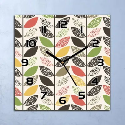 Produktbild von Wanduhr Echt-Glas-Küchenuhr Blatt grün und weiß Quarz 30x30 Deko Bilder
