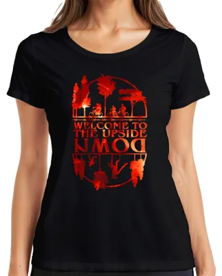 Immagine prodotto di Maglietta da donna Welcome To The Upside Down Sci Fi 80s Retro Horror Stranger, nera, XL