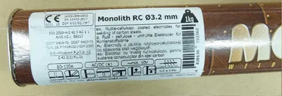 Obrázok produktu pre Rutilové celulózové elektródy.3,2 mm - 1,0 kg (E420RC11) (rúrky) *Monolit Montol