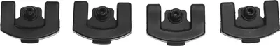 Four black plastic grill grate spacers are shown in a row against a white background.