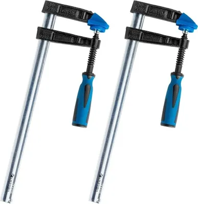 Produktbild von 2er Set 300 x 80mm, Profi Schraubzwingen | Schraub- Zwingen in verschiedenen Größen mit 2-Komponentengriff, Spannweite von 150-300mm