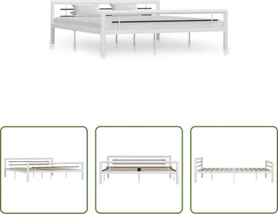 Produktbild von The Living Store Bettgestell Weiß und Schwarz Metall 180×200 cm