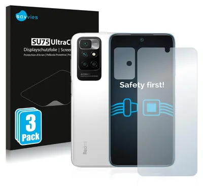 Product packaging and a smartphone with a screen protector.