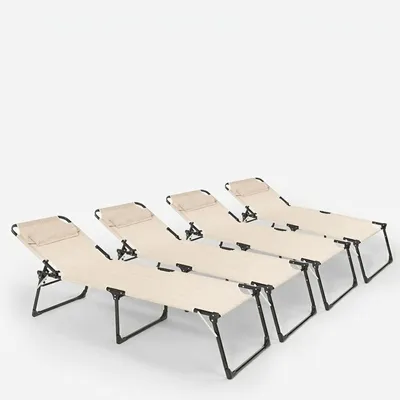 Produktbild von 4er Set Liegestühle Strandliegen Sonnenliegen aus Aluminium für Garten und Strand  Mauritius - Beige