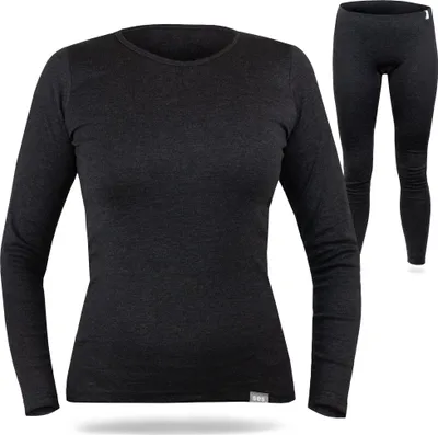 Immagine prodotto di Set di intimo termico SES da donna 46 antracite in 75% cotone e 25% poliestere/intimo termico traspirante e resistente da donna/intimo termico da donna per calore e comfort