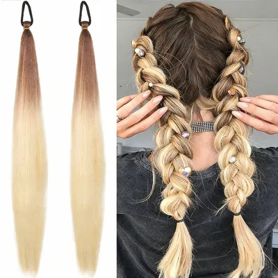 Produktbild von Braune Cosplay Perücke mit Zöpfen – Doppelter Pferdeschwanz