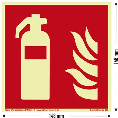 Produktbild von Schild Feuerlöscher extra langnachleuchtend PVC 148x148mm DIN EN ISO 7010 F001