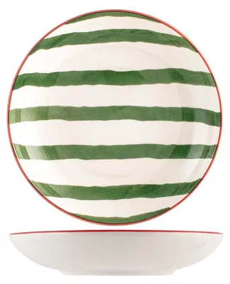 Produktbild von H&h 6er Set Weihnachtsstreifen tiefe Teller 20 cm