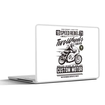 Produktbild von MuchoWow® Laptop Aufkleber Sticker Cover Motorrad - Mann - Helm - Vintage 32.5x23.5 cm - Sticker für Laptop - Selbstklebend