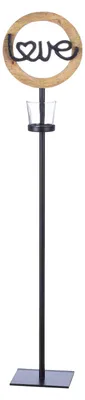 Obrázok produktu pre Gilde Teelichtleuchter, Herzmotiv, Schriftzug, Aluminium, Mangoholz, naturfarben, VE 2, L. 13 cm, B. 17 cm, H. 80 cm Höhe: 80.00 cm Breite: 17.00 cm Tiefe: 13.00cm 55339