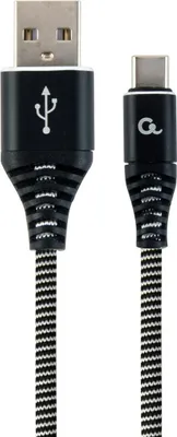 Immagine prodotto di gembird Baumwoll USB-Ladekabel Typ C, 2 m, schwarz/weiß