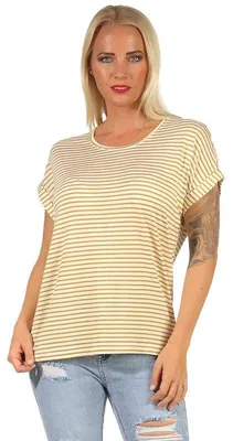Produktbild von Damen Oberteil T-Shirt Gestreift Shirt Kurzarm Rundhals Sommer; Muster 5 M