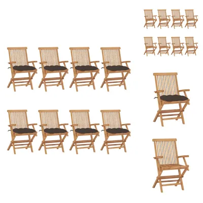 Immagine prodotto di vidaXL Sedie da giardino con cuscini taupe 8 pz. Legno massiccio teak - sedie da giardino