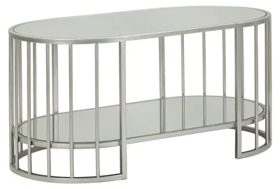 Immagine prodotto di Tavolo da Caffè Smirne - Metallo Silver Moderno e Piano Effetto Marmo - Eleganza Contemporanea - 1428880000