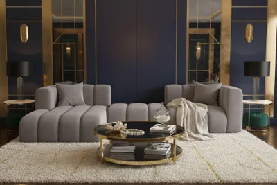 Produktbild von Kaiser Möbel Ecksofa L-Form Grand L 319 cm, Veloursstoff Salvador, Grau, Links