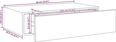 Produktbild von vidaXL Wandregal mit Schublade Grau 40x23,5x10 cm MDF
