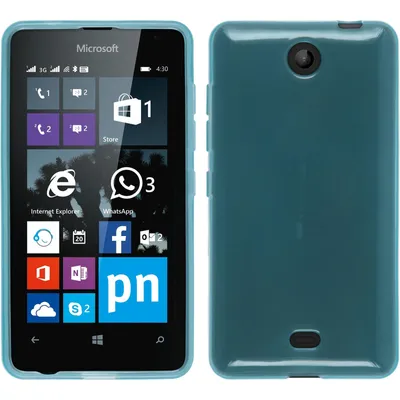 Produktbild von PhoneNatic Case kompatibel mit Microsoft Lumia 430 Dual - türkis Silikon Hülle transparent + 2 Schutzfolien