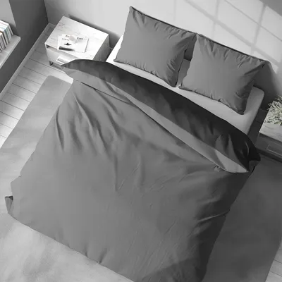 Produktbild von Bettwäsche 200x200 cm Grau Anthrazit Wendebettwäsche Doubleface Mikrofaser Uni Bettbezug 3 teilig