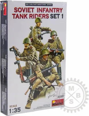 Imagen del producto de Soldados soviéticos a caballo en tanques de infantería - Set 1 / 1:35