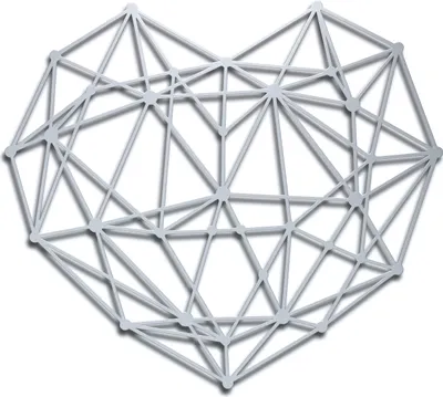 Produktbild von Wanddeko Metall Wandbild Metallbild Geometrische Wandkunst 3D Herz 47 x 52 cm, Farbe:Herz 3D Silber