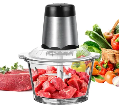 Immagine prodotto di Frullatore elettrico - Mini robot da cucina - Ciotola da 2 litri - Motore da 300–700 W - 2 velocità - 4 lame in acciaio inossidabile