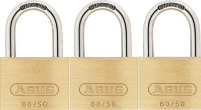Produktbild von Abus Messing-Vorhangschloss 60/50 mit Stahlbügel, 3 Stück