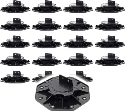Image de XPOtool Lot de 20x Plots de terrasse – Charge 2700 kg – Hauteur réglable 18-25 mm – en PP – Pieds de support pour Lames Dalles Lambourdes