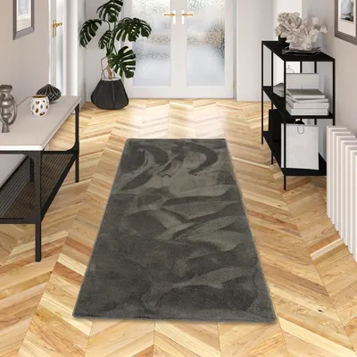 Produktbild von Hochflor Super Soft Teppich Läufer Deluxe Anthrazit, Größe:80x160 cm