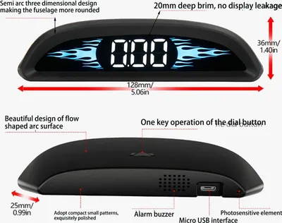 Produktbild von Auto-HUD-Display, digitaler Universal-Windschutzscheibenbildschirm mit Kilometerstandsmessung, Übergeschwindigkeitsalarm