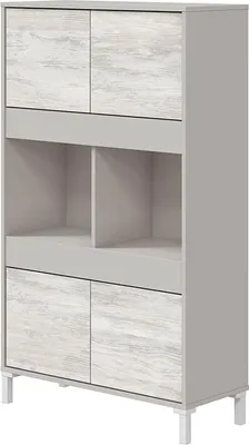 Produktbild von Highboard >VANYA< in Kaschmir / Velho Weiß - 78x134x33 (BxHxT)