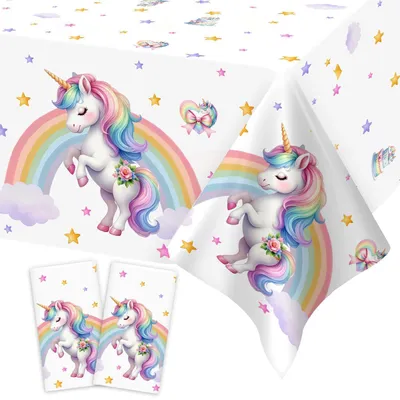 Produktbild von 2 Stück Einhorn Tischdecke Kindergeburtstag 137 x 274 cm