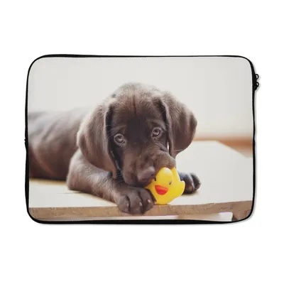 Produktbild von MuchoWow® Laptop Hülle 14 ZollSchokolade Labrador Retriever Welpe Laptoptasche - Laptoptasche - Stoßsicher - Schutzhaube