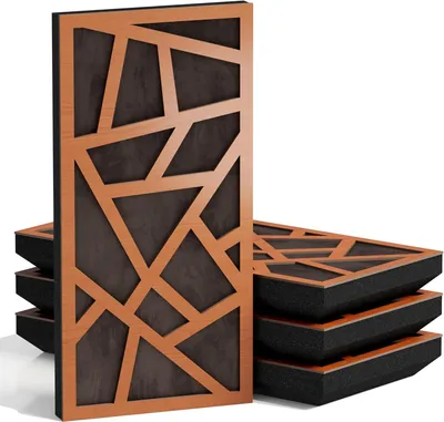 Obrázok produktu pre Sada 10 kusov úzkych akustických panelov SKYROSS-F, materiál: zamat, rozmer: 50 x 25 cm, farba: orechová/hnedá