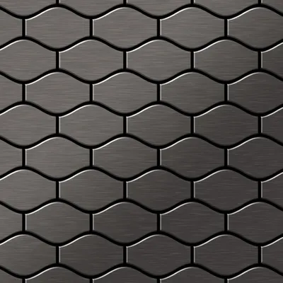 Produktbild von Mosaik Fliese massiv Metall Titan gebürstet dunkelgrau 1,6mm stark Karma-Ti-SB