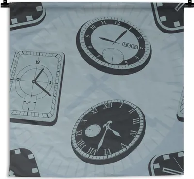 Produktbild von MuchoWow® Wandteppich Wandbehang Uhr - Muster - Vintage 60x60 cm Tapisserie Dekoration Wandtuch - Dekorationen - Wand Decke