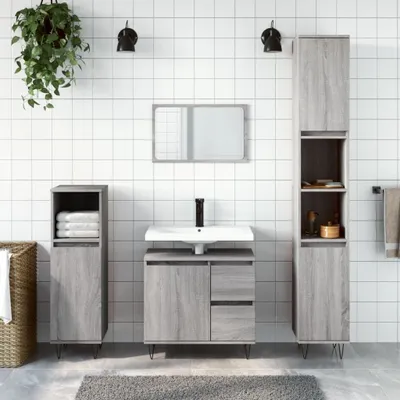 Produktbild von The Living Store Badschrank Grau Sonoma 65x33x60 cm Holzwerkstoff