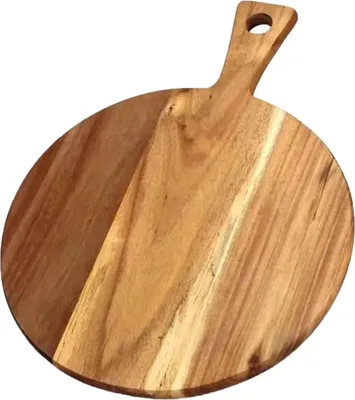 Immagine prodotto di Grande piatto da portata in legno naturale per tagliere di formaggi e salumi con manico