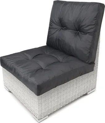 A single outdoor chair cushion set on a white background.
