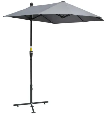 Zdjęcie produktu dla 2 X 2 M Parasol Półokrągły Parasol Parasol Balkonowy Z Uchwytem Wodoodporny Na Tarasy Ogrodowe 100% Poliester Ciemnoszary