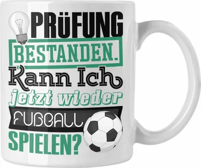 Produktbild von Trendation - Bachelor Master Prüfung Bestanden Geschenk Tasse Studium Prüfung Bestanden Kann Ich Jetzt Wieder Fußball Spielen Fußballer Geschenkidee (Weiß)