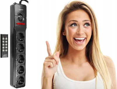 Image de Orno | Multiprise télécommandée OR-AE-13132 - 3 m - 5 prises - Économie d'énergie - Design moderne