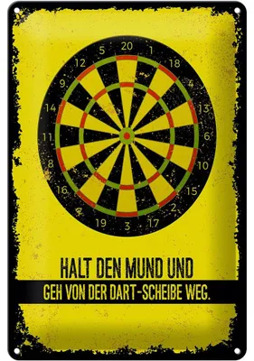 Produktbild von Blechschild Halt den Mund und geh vorm Dart weg, 30 x 20 cm, Blechschilder Spruch Sport Hobby