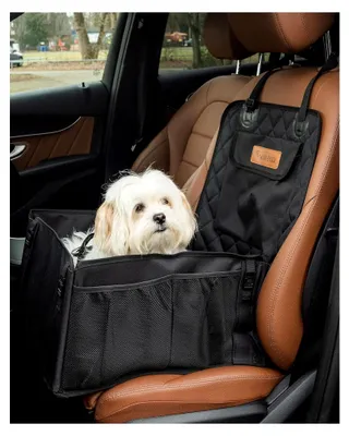 Produktbild von Hundesitz für das Auto - Wasserabweisender Hundesitz für die Rückbank - Hundekorb für kleine und mittelgroße Hunde in Schwarz