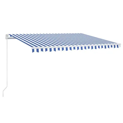 Obrázok produktu pre vidaXL Markíza ručne výsuvná s LED 400x300 cm Modrá a biela