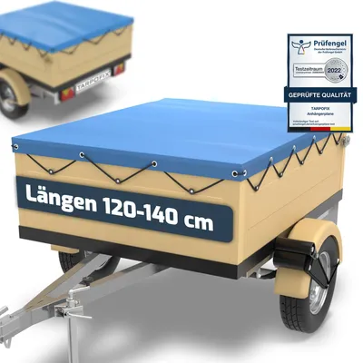 Produktbild von Tarpofix® Anhänger Plane 130 x 105 cm inkl. Planenseil | Anhängerplane Flachplane aus PVC PLANENMATERIAL | Verstärkte HP DDR Anhänger Plane für diverse PKW Hänger | Abdeckplane Anhänger Abdeckung Blau
