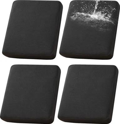 Produktbild von 4er-Set Terrassen-Kissenbezüge für draußen/drinnen , 100% wasserdichter Outdoor-Sitzkissen Schonbezug für Terrassenmöbel Sektionalsofa,Schwarz