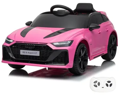Image de Audi RS6 GT, voiture électrique pour enfants, 12 V, de 1 à 6 ans – Édition limitée, véhicule électrique avec télécommande, roues en EVA et ceinture de sécurité à 3 points – Voiture pour enfants avec portes fonctionnelles et lecteur MP3 – Rose