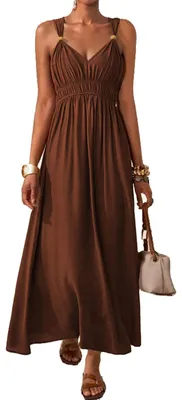 Produktbild von Solidchoice - Damen Maxikleid, V-Ausschnitt, ärmellos, lässig